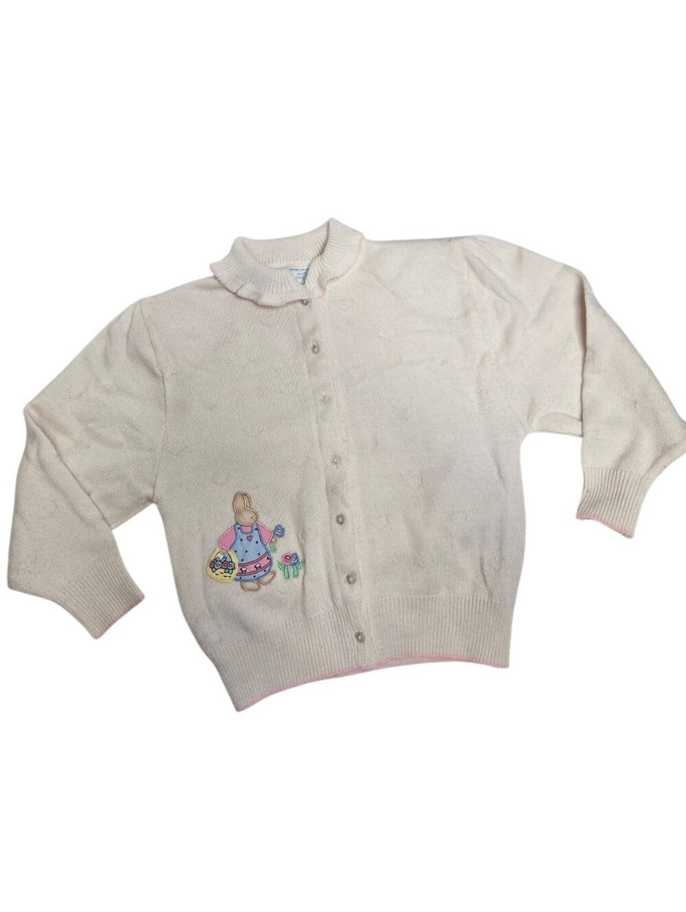 VINTAGE Daisy Kingdom flower girl bunny whimsy cardigan sweater 7